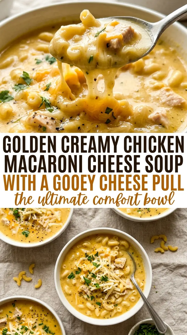 Creamy Chicken Macaroni Cheese Soup cheesy comforting hearty