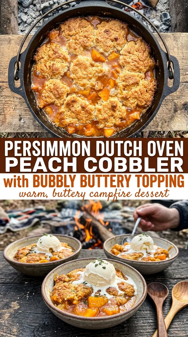 Dutch Oven Peach Cobbler bubbly golden campfire