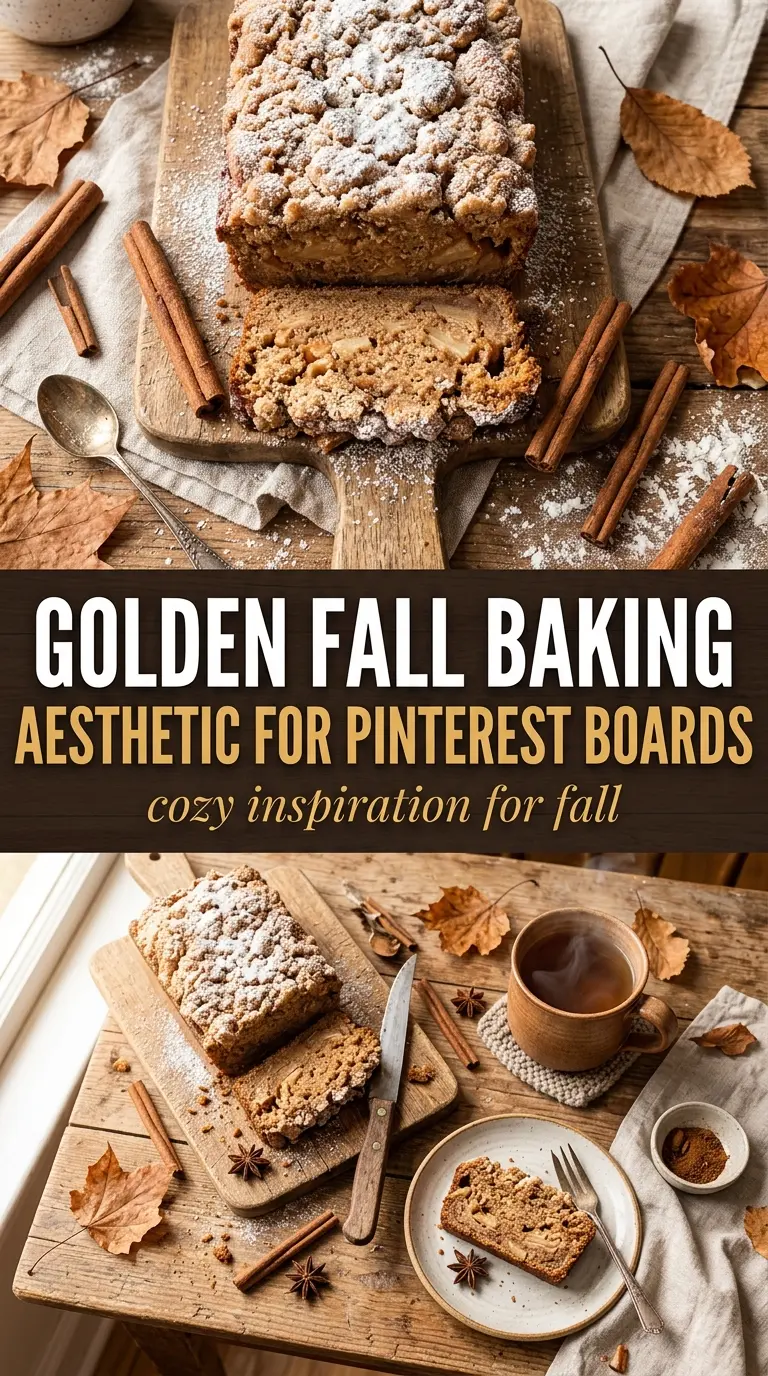 Fall baking aesthetic warm cinnamon rolls rustic pies