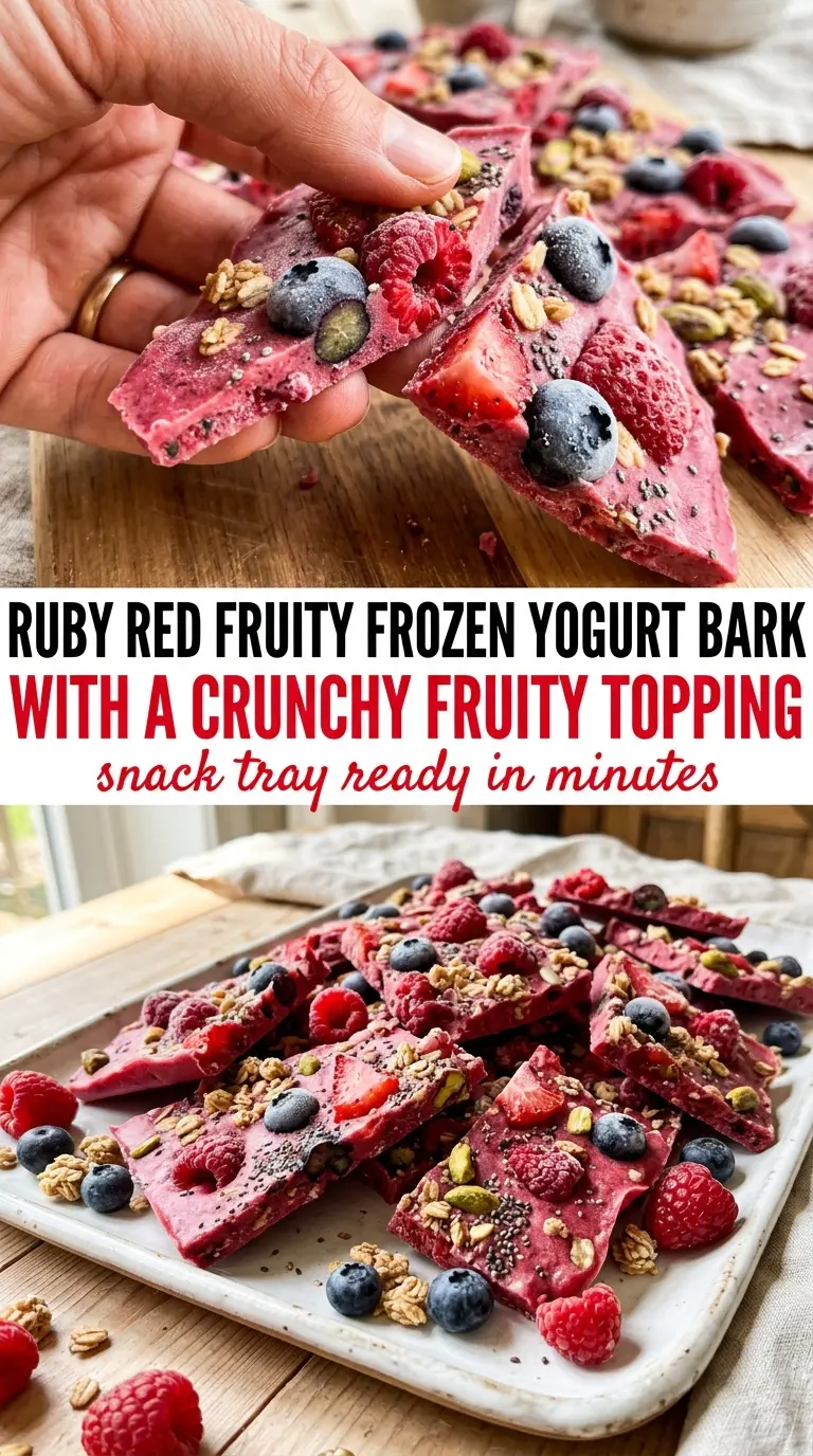 Fruity Frozen Yogurt Bark, creamy berry-crunch