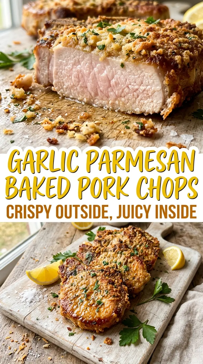 Garlic Parmesan Baked Pork Chops juicy seared golden crust