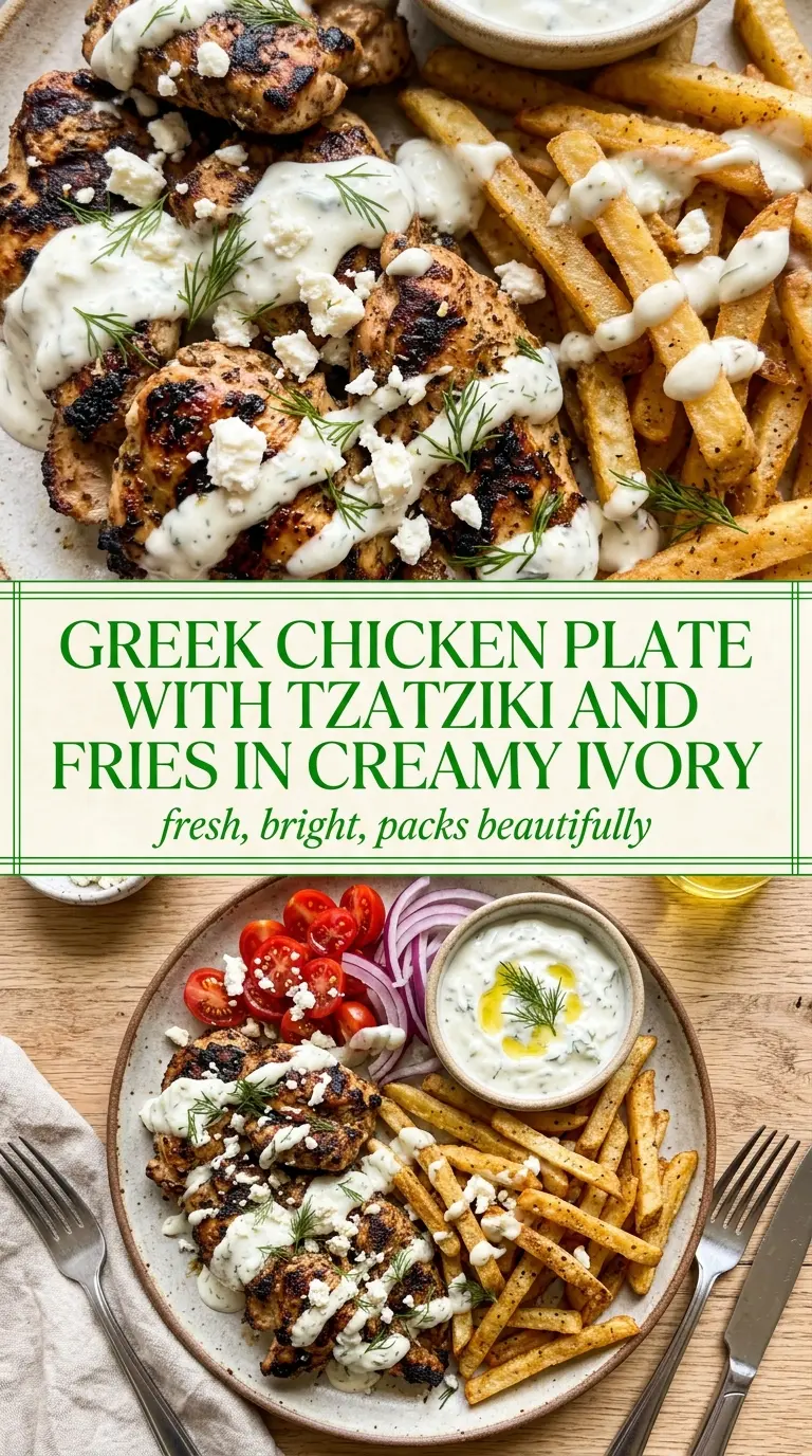 Greek Chicken Plate with Tzatziki and Fries Mediterranean meal prep