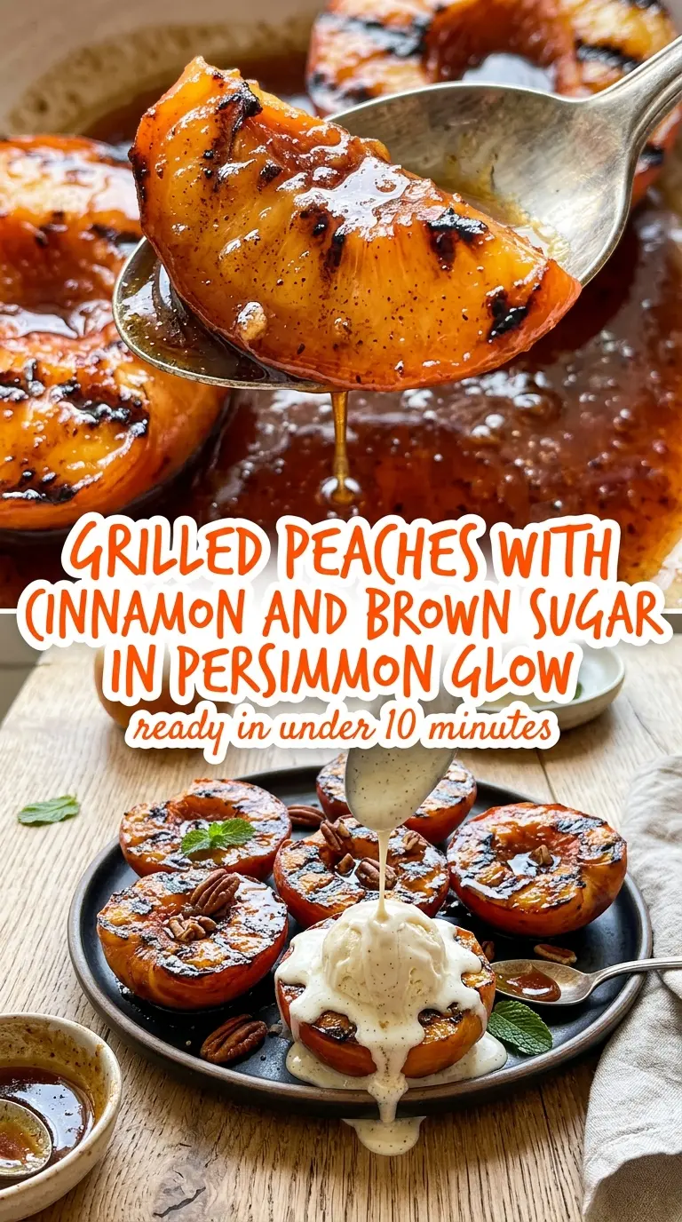 Grilled Peaches with Cinnamon and Brown Sugar, caramelized, juicy, warm