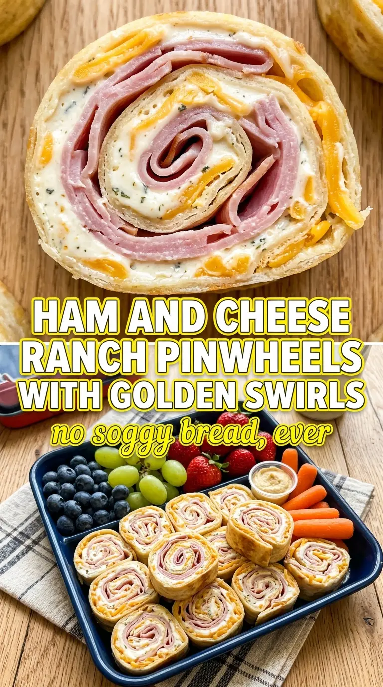 Ham and Cheese Ranch Pinwheels swirled creamy savory