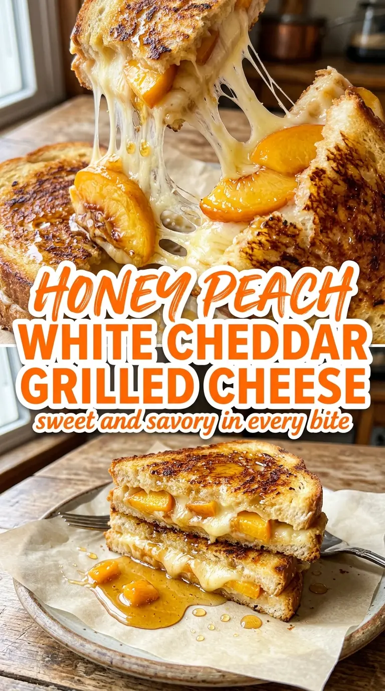 Honey Peach White Cheddar Grilled Cheese sweet-savory melty golden
