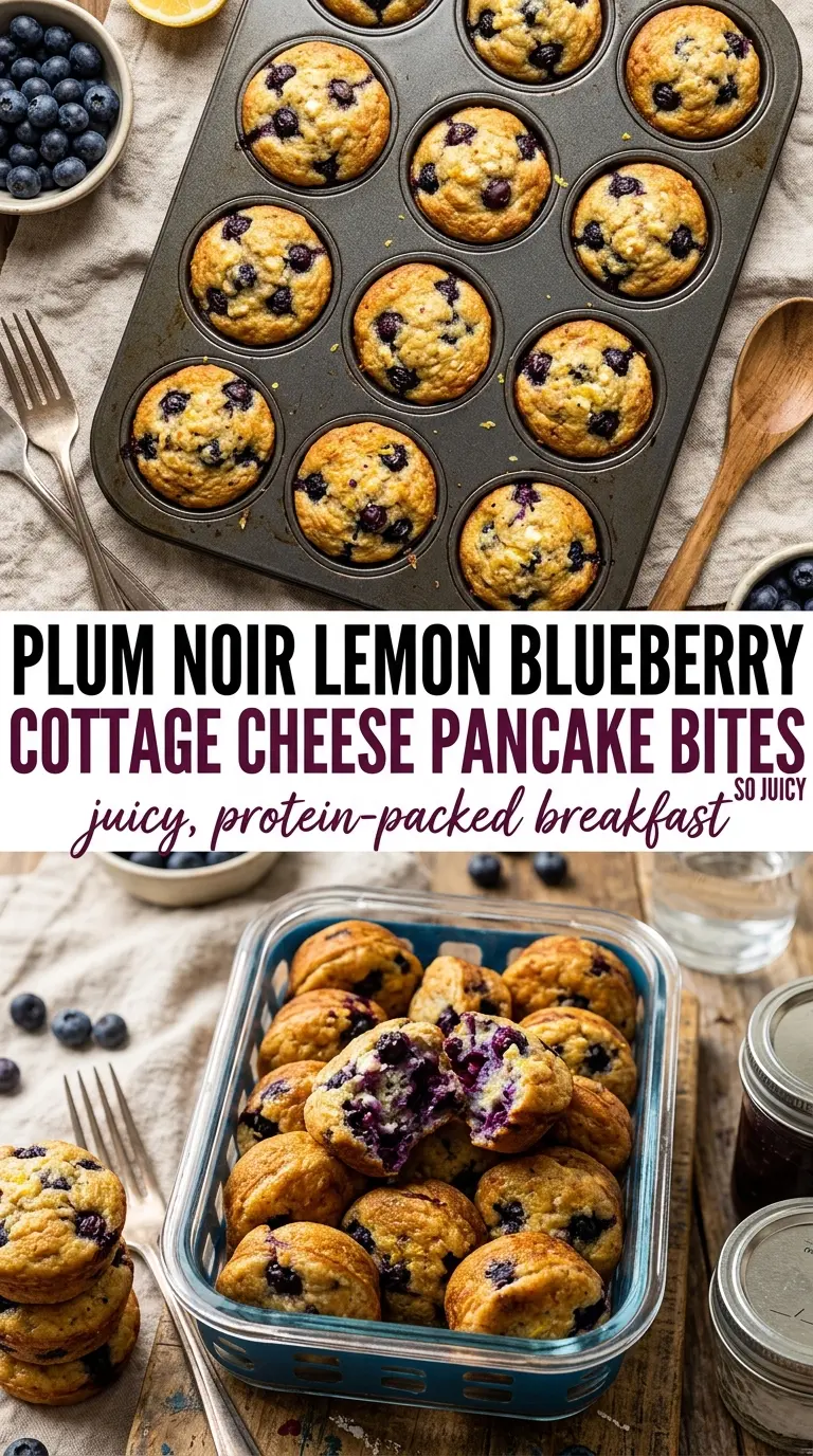 Lemon Blueberry Cottage Cheese Pancake Bites bright, protein-packed, baked