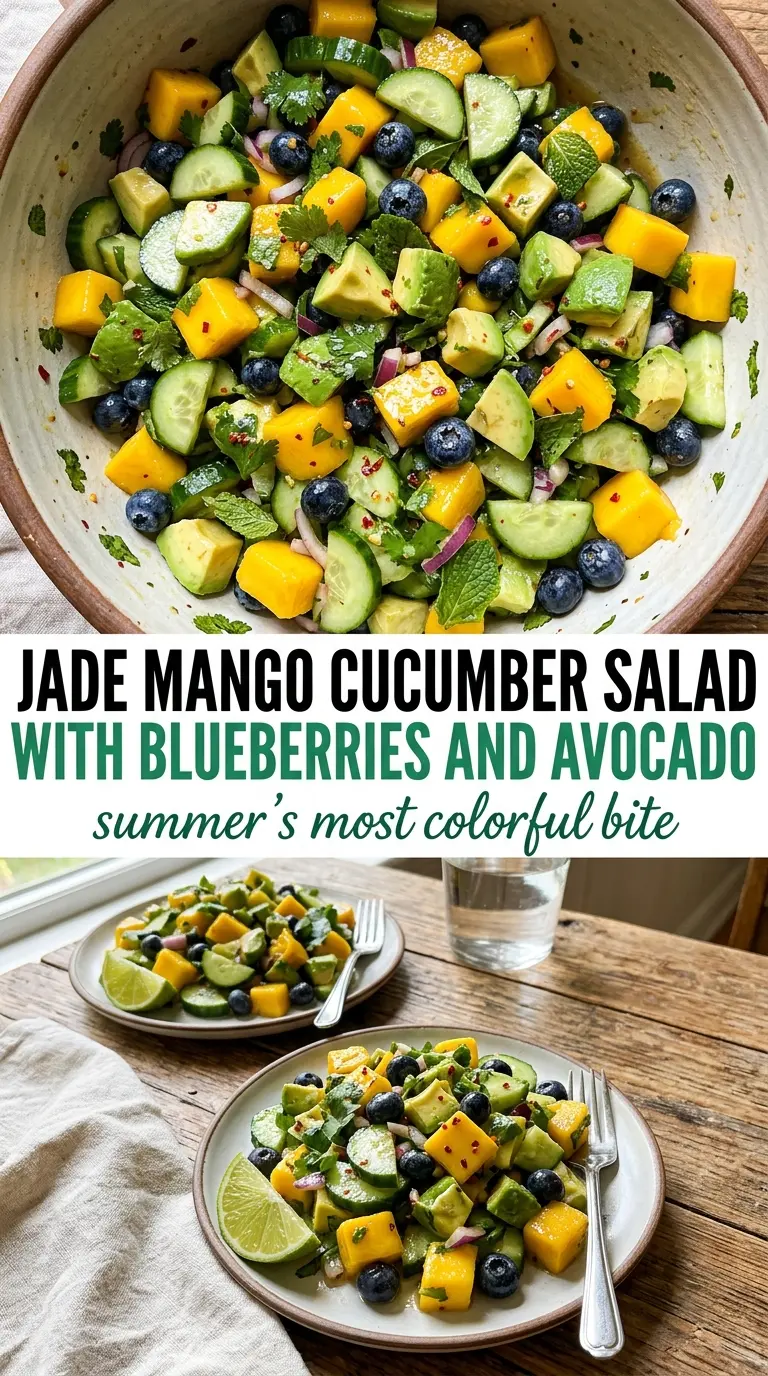 Mango Cucumber Salad with Blueberries and Avocado fresh colorful