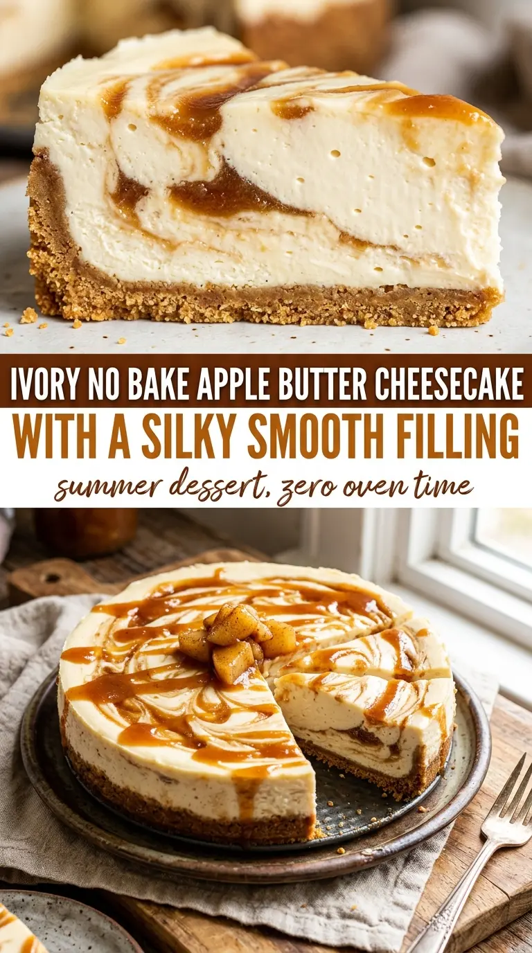 No Bake Apple Butter Cheesecake creamy swirled dessert