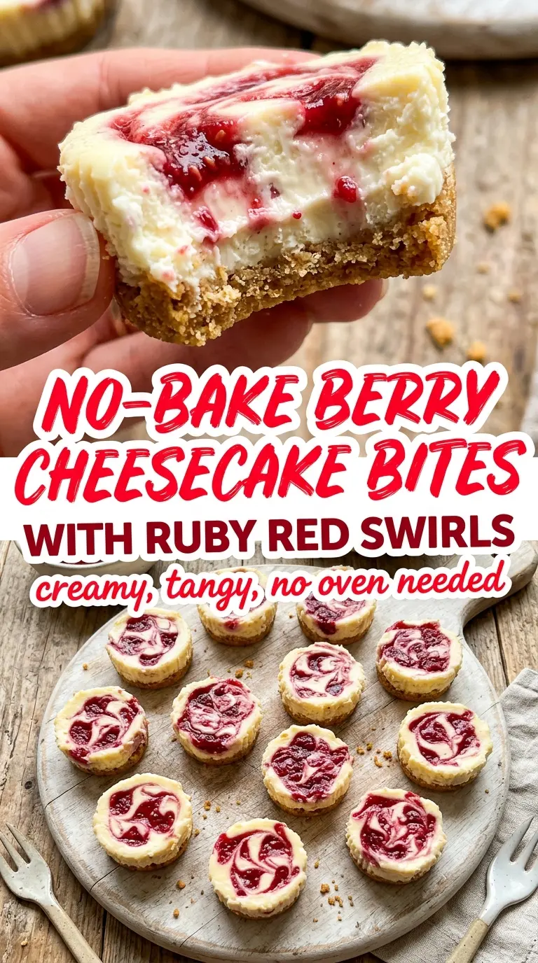 No-Bake Berry Cheesecake Bites creamy berry-topped