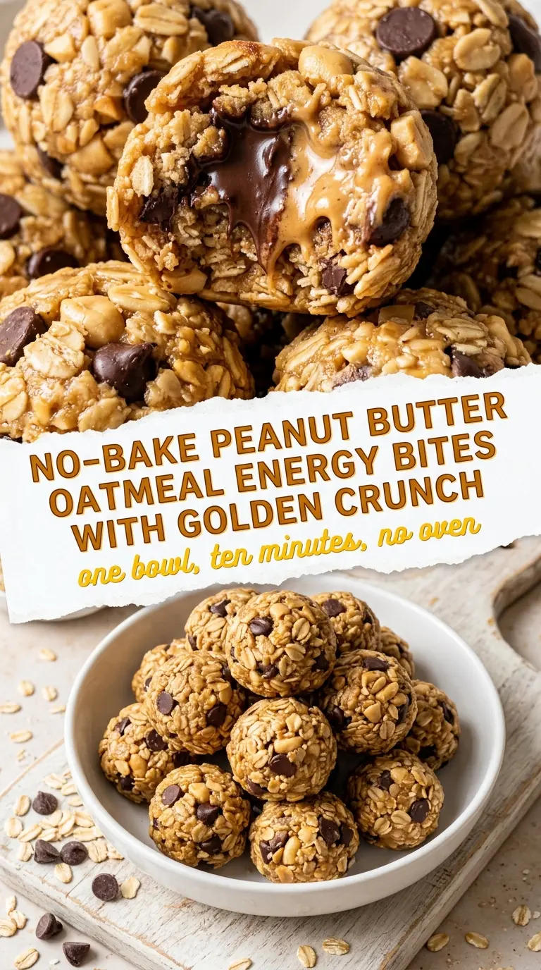 No-Bake Peanut Butter Oatmeal Energy Bites chewy peanut butter chocolate
