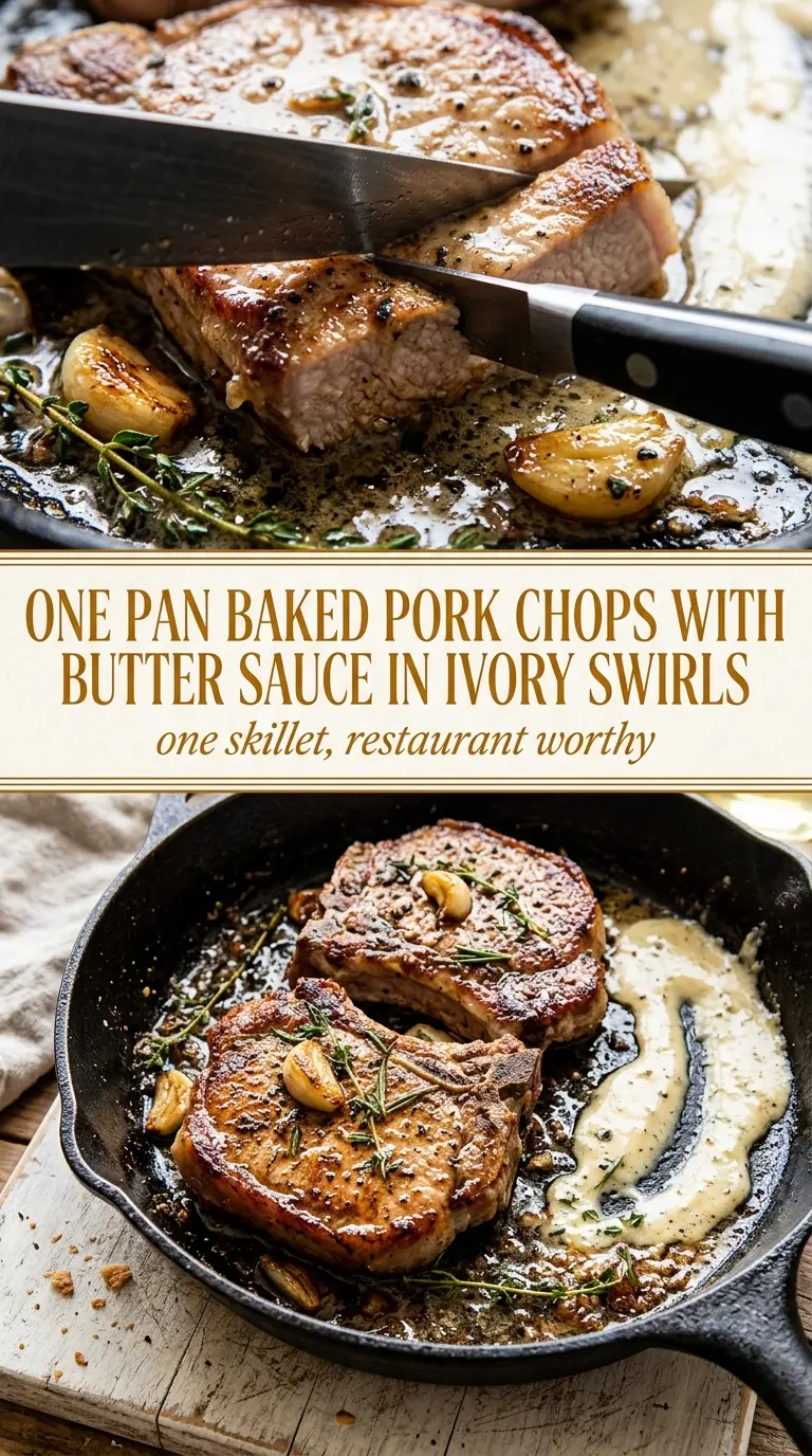 One Pan Baked Pork Chops with Butter Sauce juicy garlic-herb