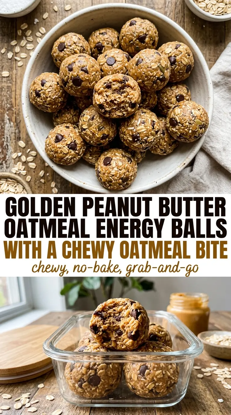 Peanut Butter Oatmeal Energy Balls chewy no-bake snack