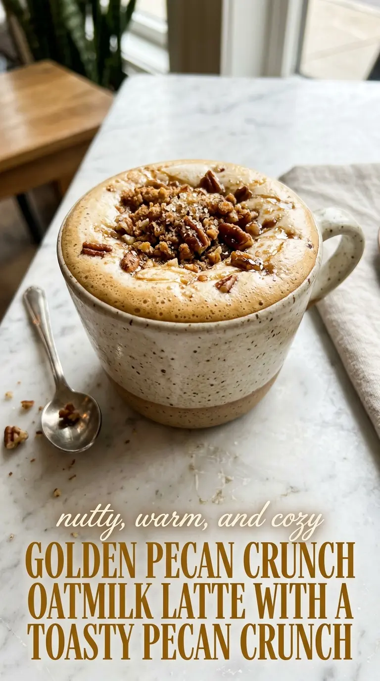 Pecan Crunch Oatmilk Latte creamy nutty coffee