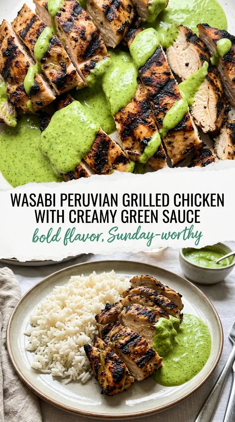 Peruvian grilled chicken creamy green sauce smoky citrus