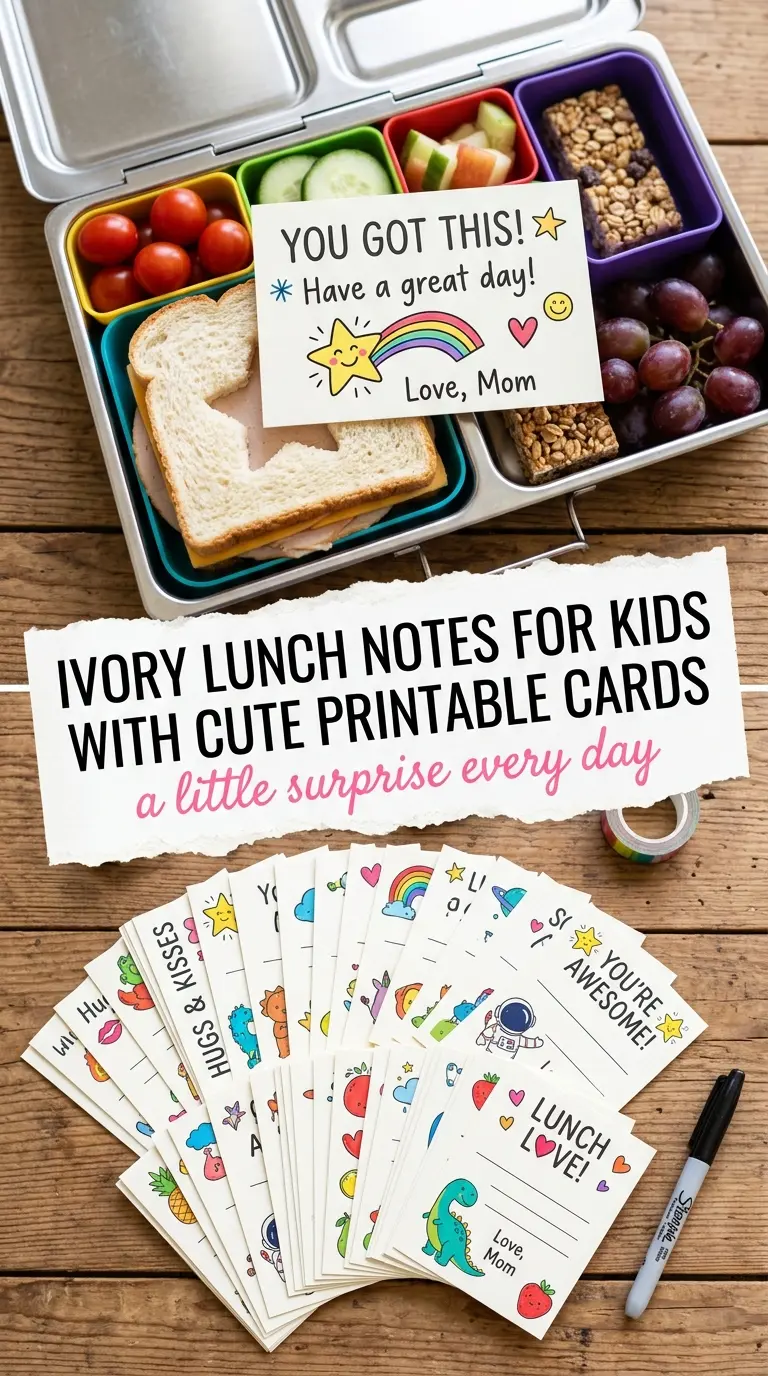 Lunch Notes for Kids colorful playful cheerful