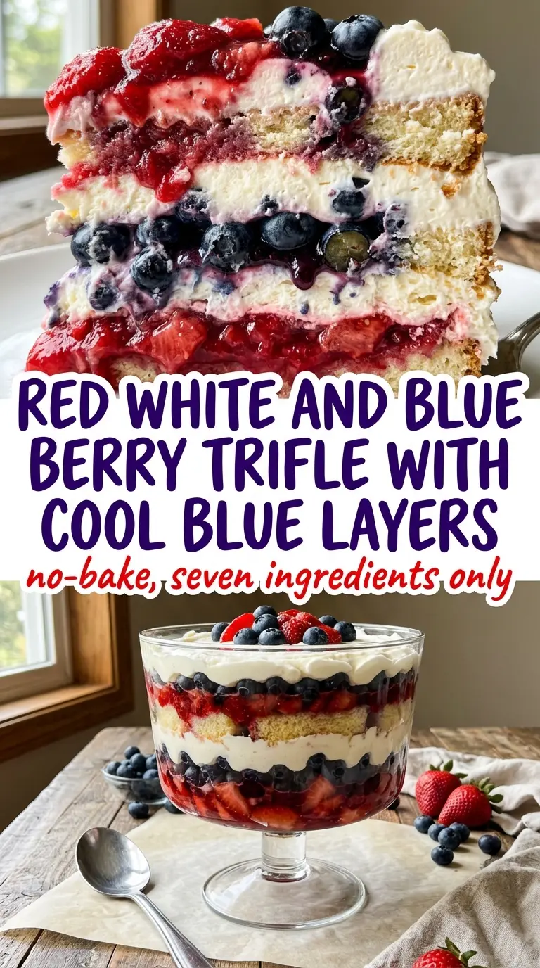 Red White and Blue Berry Trifle layered creamy fruity