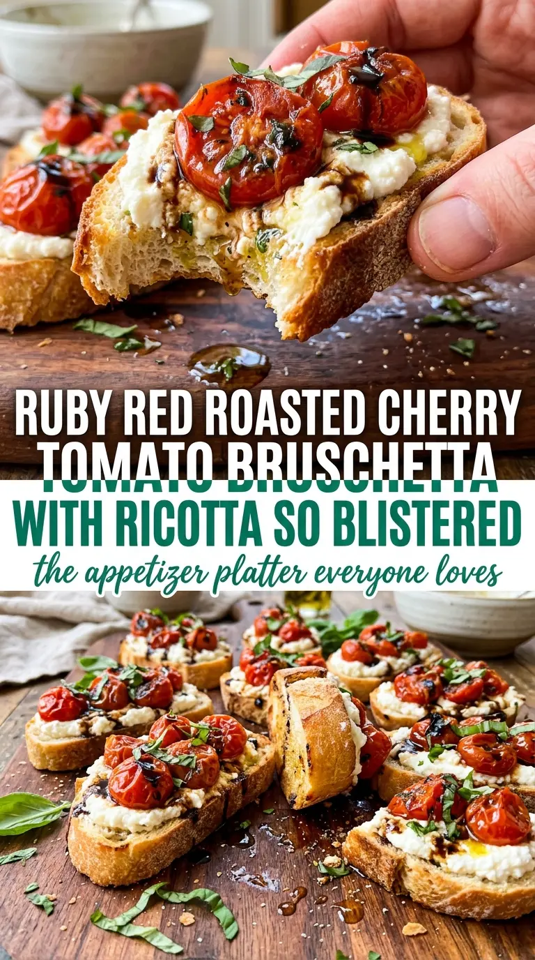 Roasted Cherry Tomato Bruschetta With Ricotta blistered creamy fresh