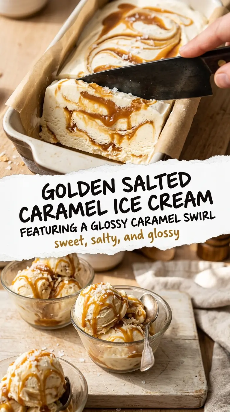 Salted Caramel Ice Cream creamy swirls flaky salt