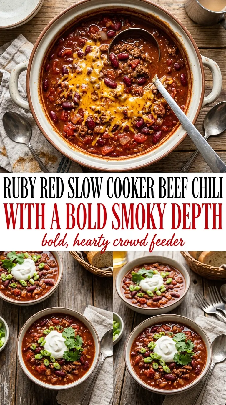 Slow cooker beef chili smoky hearty