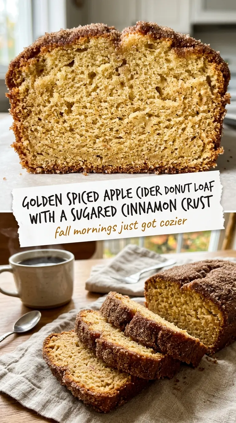 Spiced Apple Cider Donut Loaf cinnamon moist golden