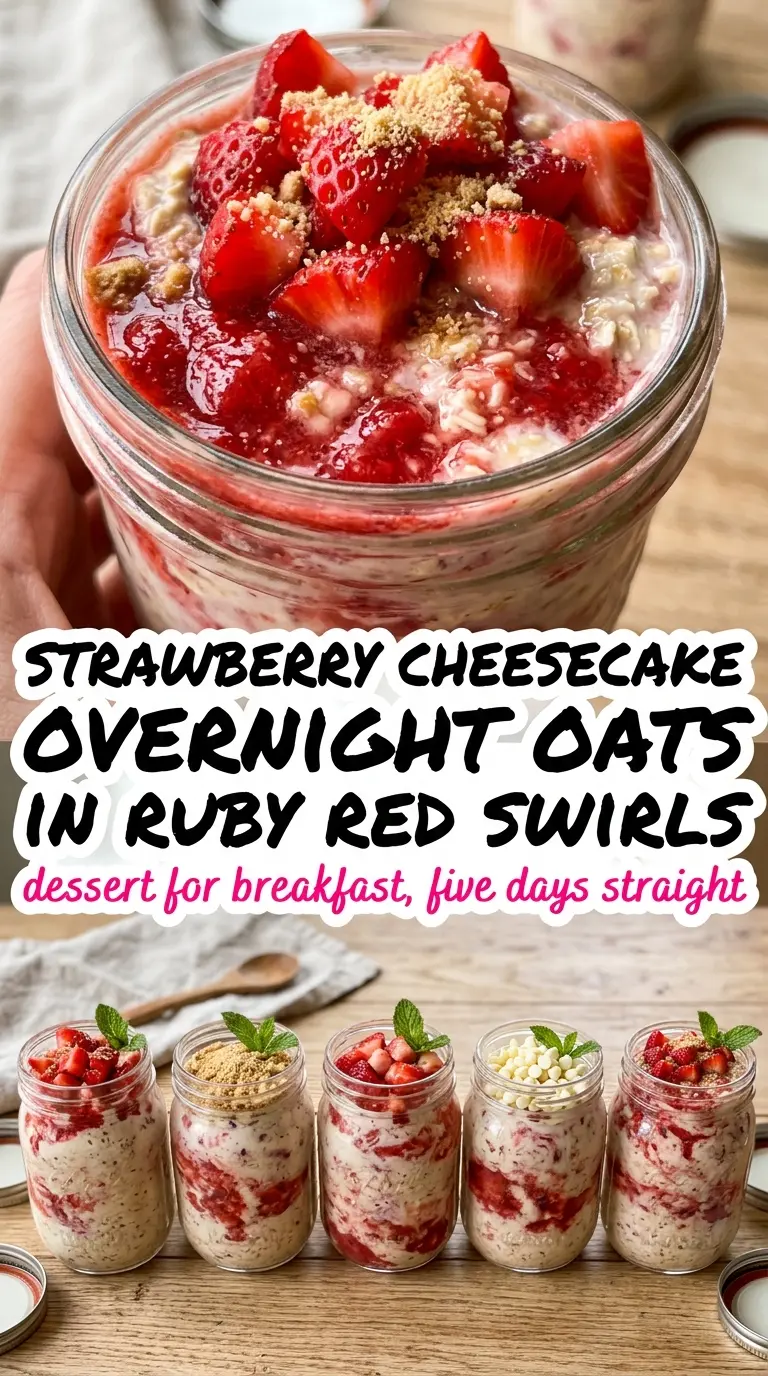 Strawberry Cheesecake Overnight Oats creamy strawberry, cheesecake