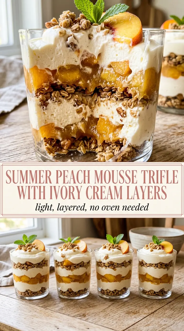 Summer Peach Mousse Trifle, peachy, creamy, layered