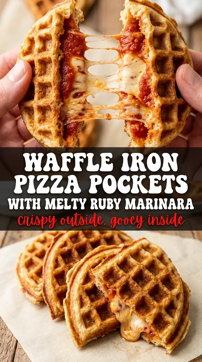 Waffle Iron Pizza Pockets crispy gooey golden