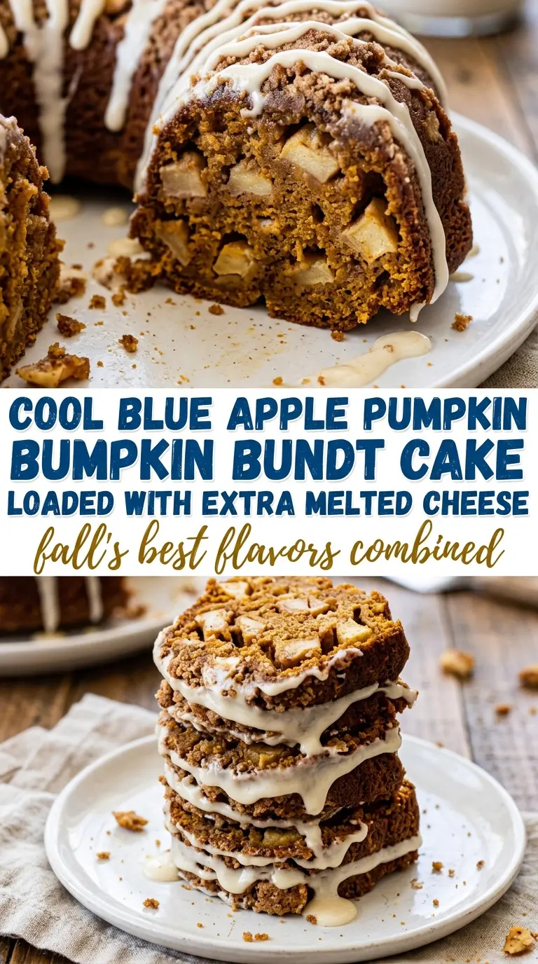 Apple Pumpkin Bundt Cake, moist spiced crumb, cream cheese glaze