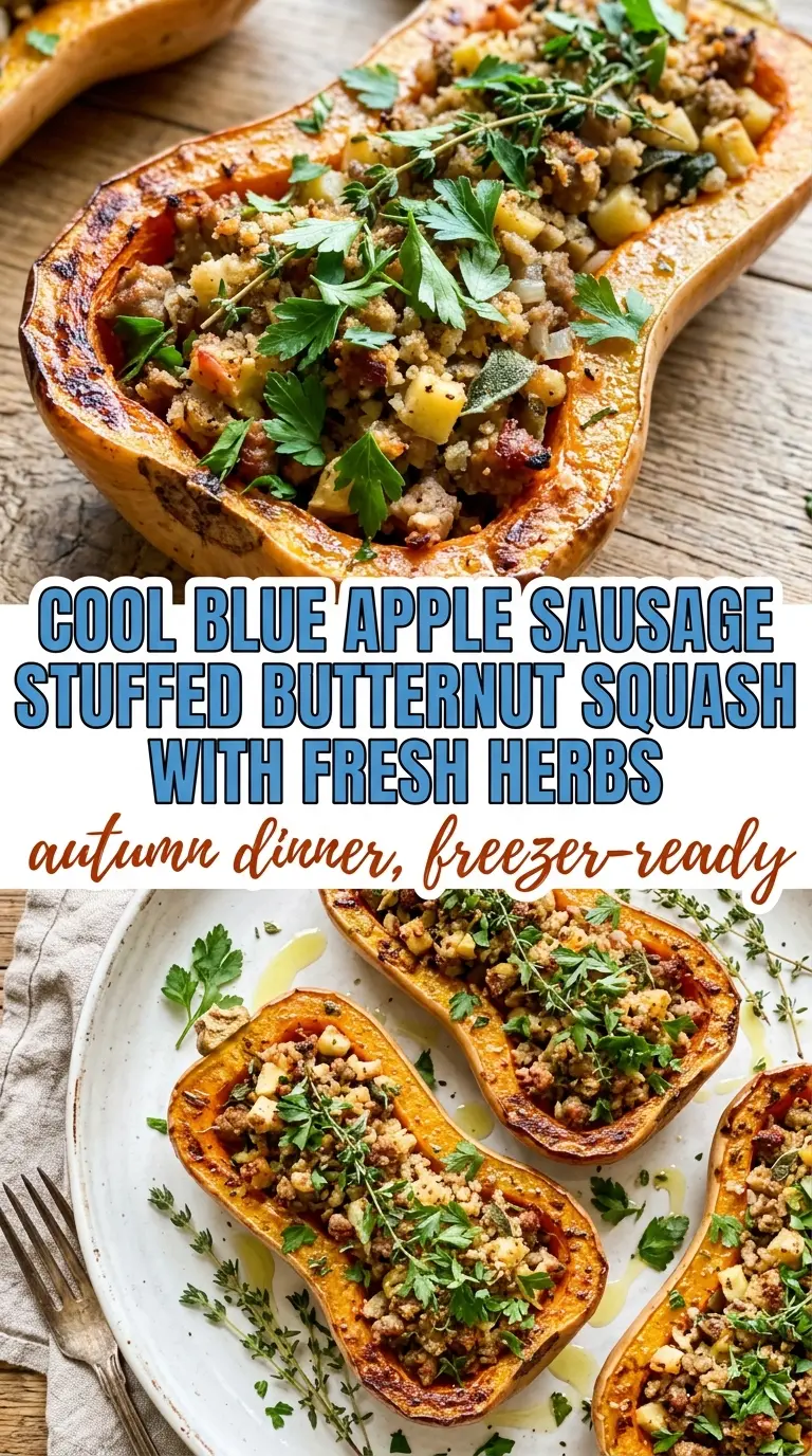 Apple Sausage Stuffed Butternut Squash roasted savory