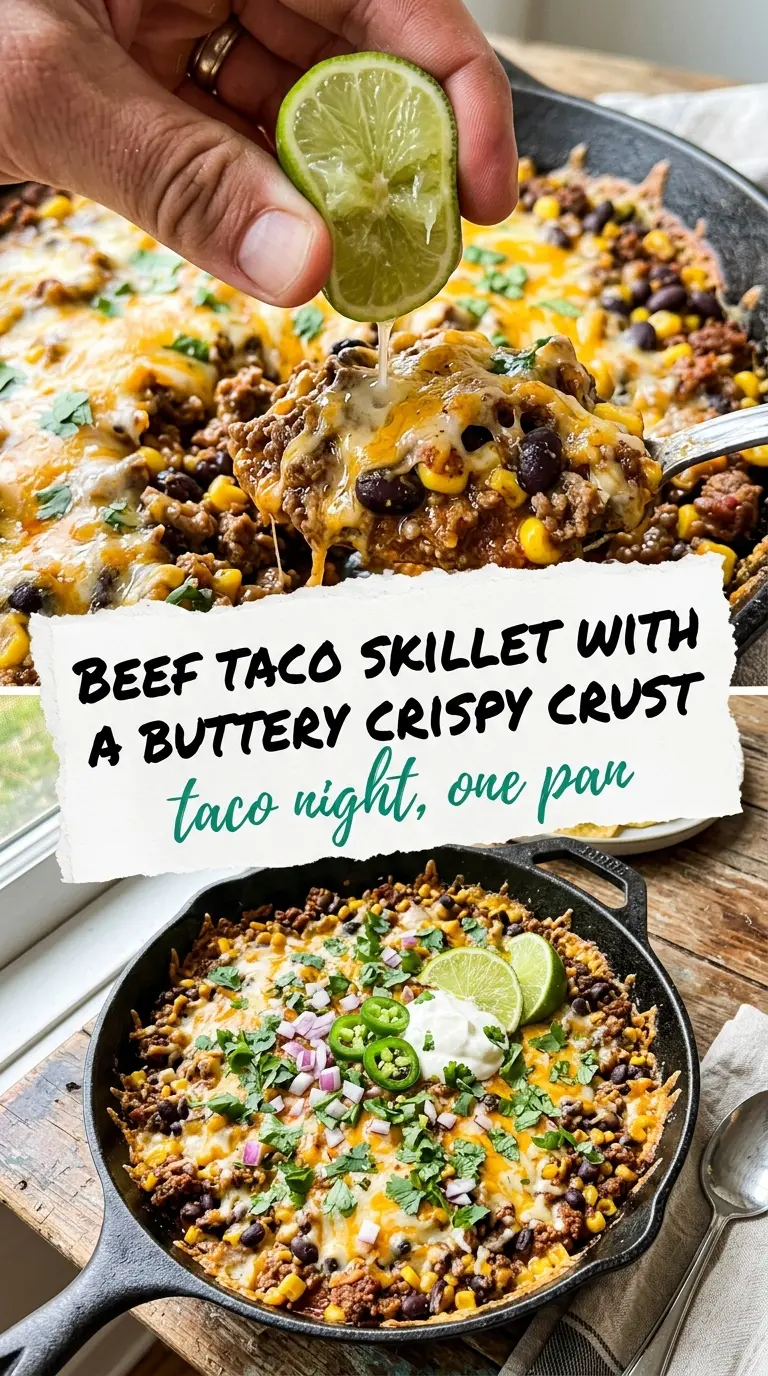 Gluten-free beef taco skillet cheesy one-pan