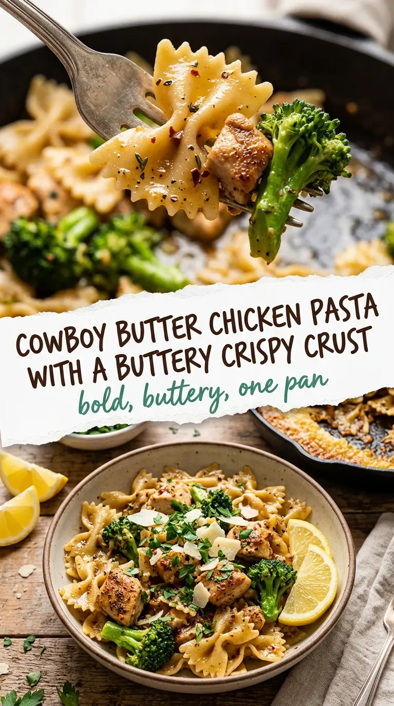 Cowboy Butter Lemon Bowtie Chicken With Broccoli, buttery, garlicky, lemony