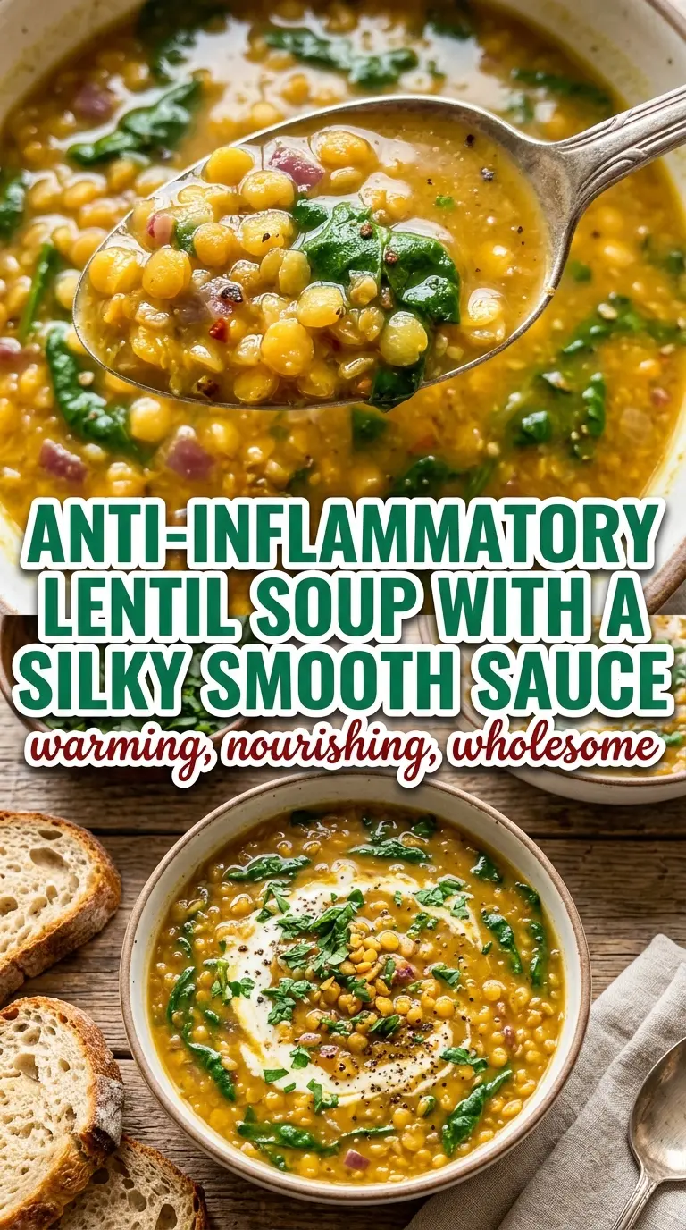 Cozy Anti-Inflammatory Lentil Soup creamy turmeric ginger spinach