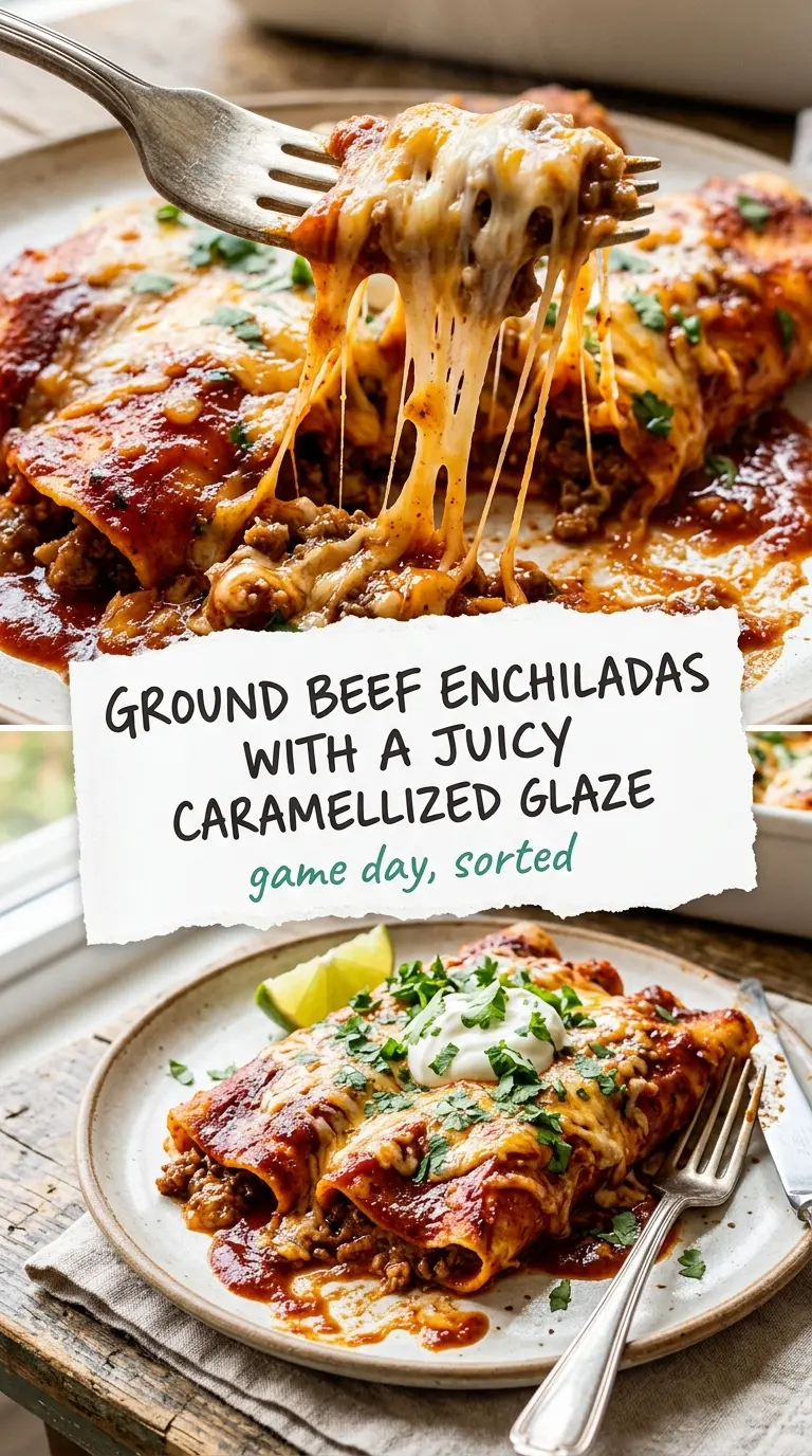 ground beef enchiladas melted cheese rich red sauce