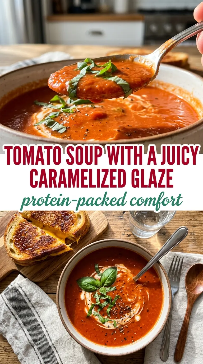 High Protein Tomato Soup roasted creamy hearty