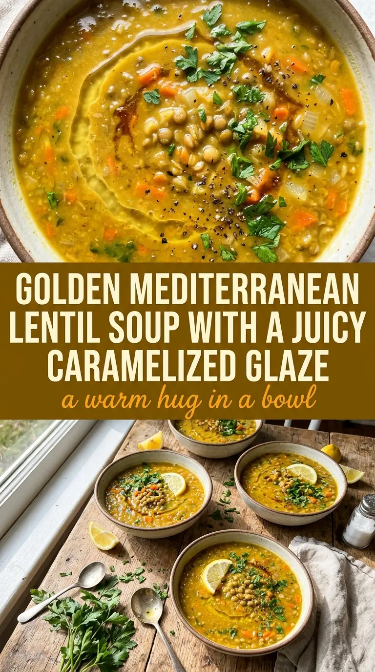 Mediterranean lentil soup hearty colorful rustic bowl