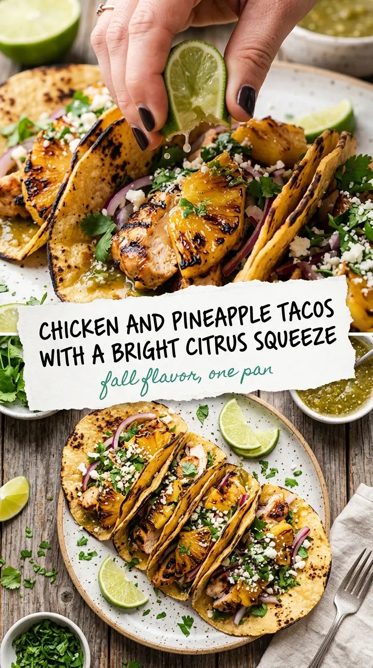 chicken pineapple tacos caramelized colorful fresh toppings