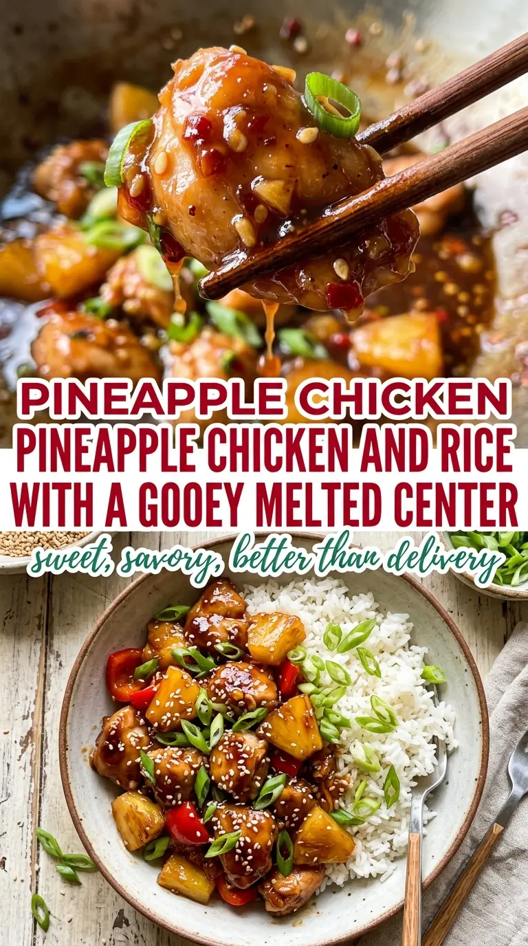 Pineapple chicken and rice sticky glossy