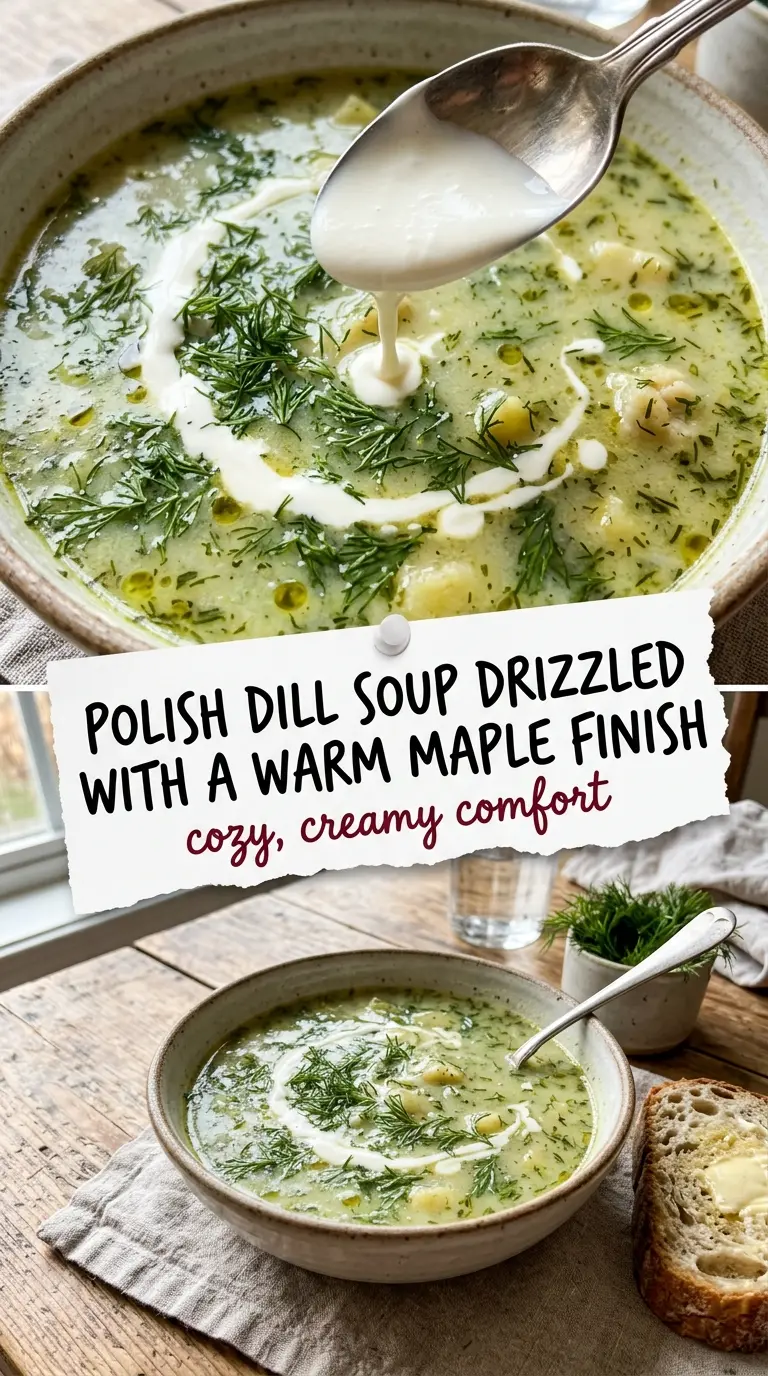 Polish dill soup potatoes creamy herby rustic bowl