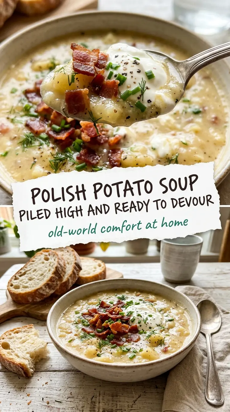 Polish potato soup creamy hearty rustic bowl
