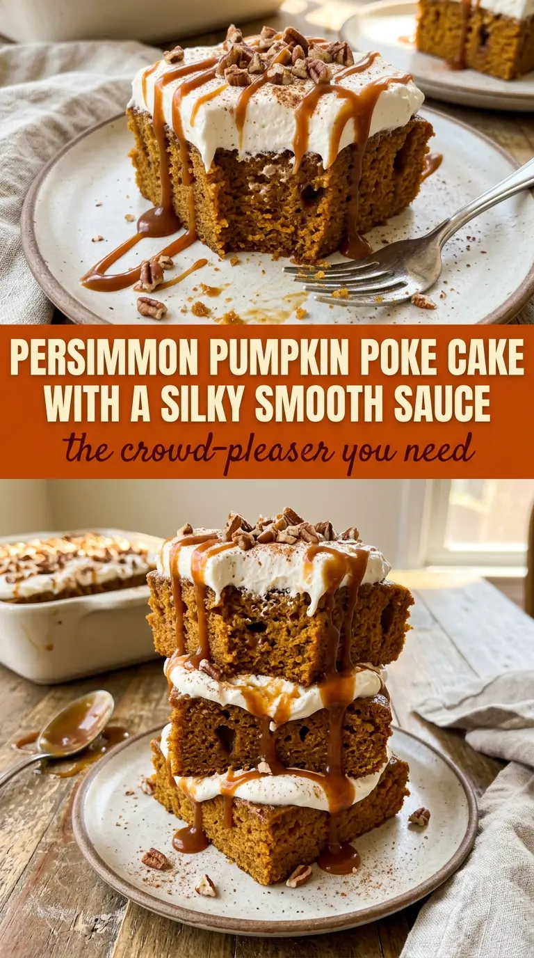 Pumpkin poke cake caramel whipped cream