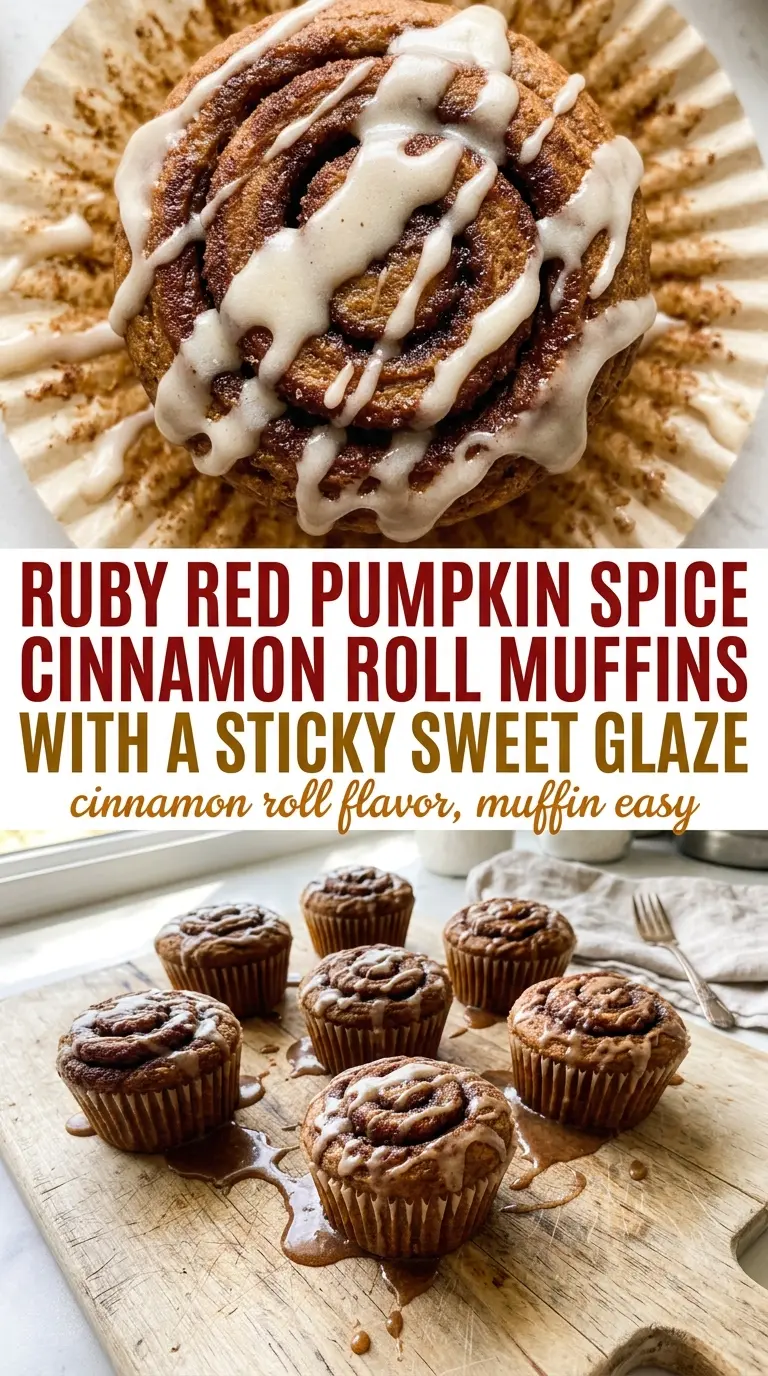 Pumpkin Spice Cinnamon Roll Muffins soft swirled glazed