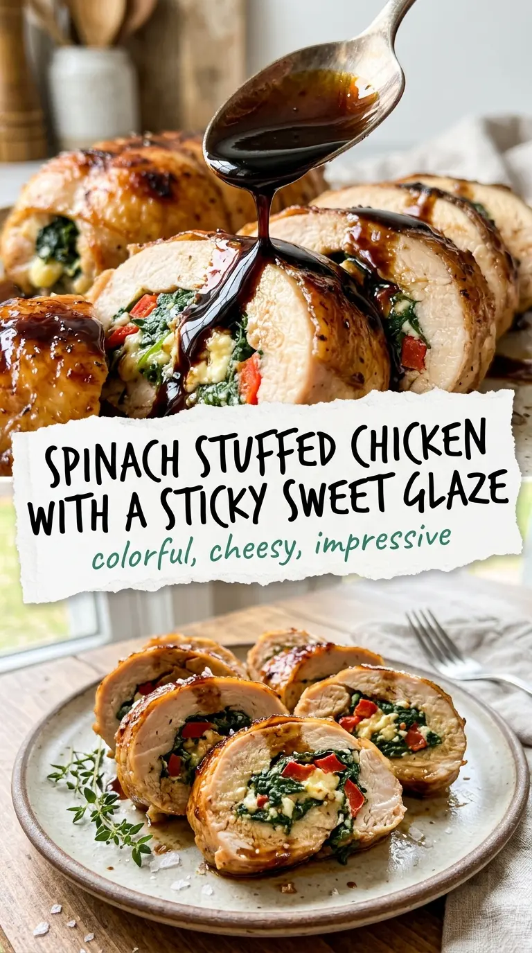 Roasted Red Pepper Spinach and Mozzarella Stuffed Chicken, cheesy, golden, savory