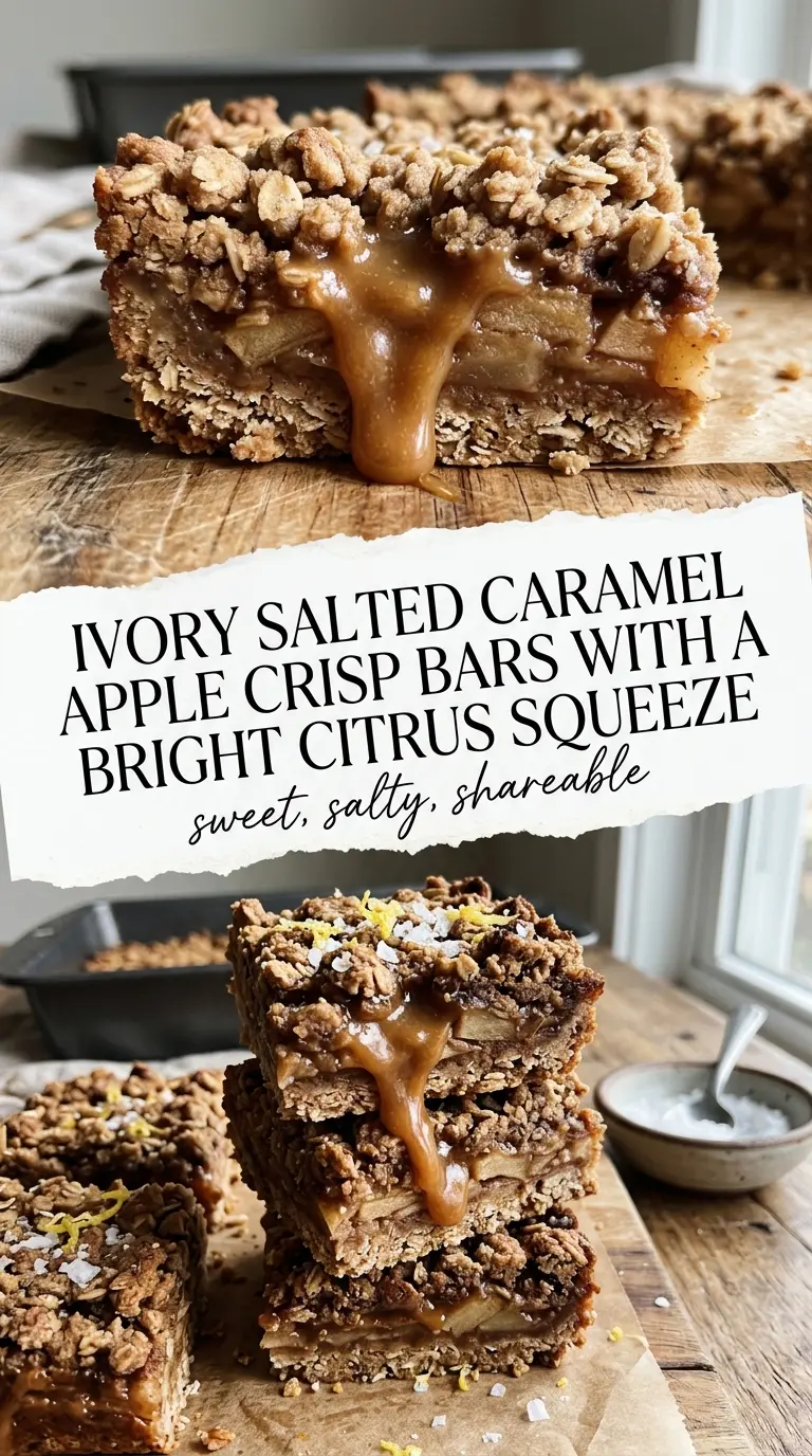 Salted Caramel Apple Crisp Bars gooey crumble cinnamon