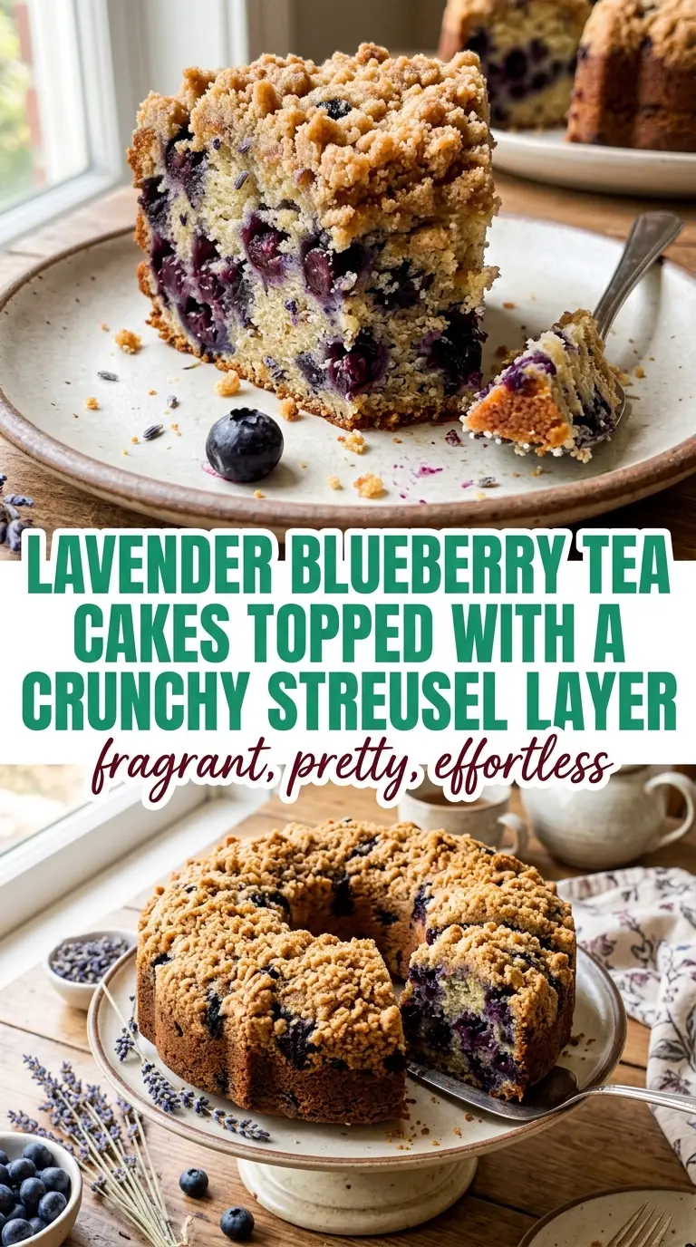 Slow Cooker Lavender Blueberry Tea Cakes floral blueberry streusel