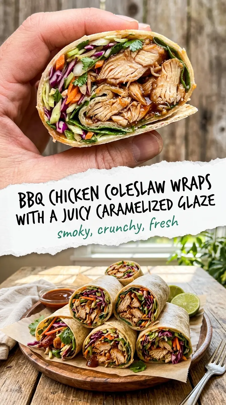 Smoky BBQ Chicken and Crunchy Coleslaw Wraps smoky crunchy tangy