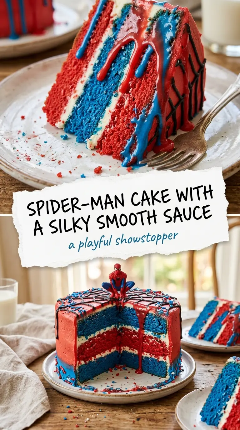 Spider-Man Cake red and blue layers