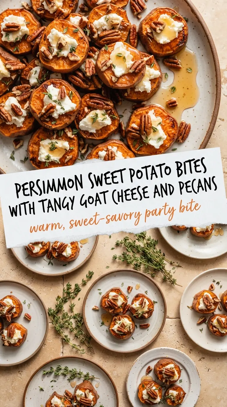 Sweet Potato Bites with Goat Cheese and Pecans, sweet-savory appetizer, caramelized rounds