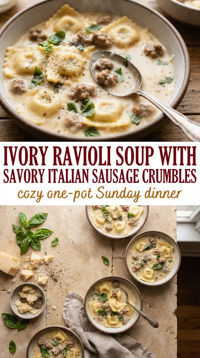 Creamy Ravioli Soup with Sausage creamy tomato broth