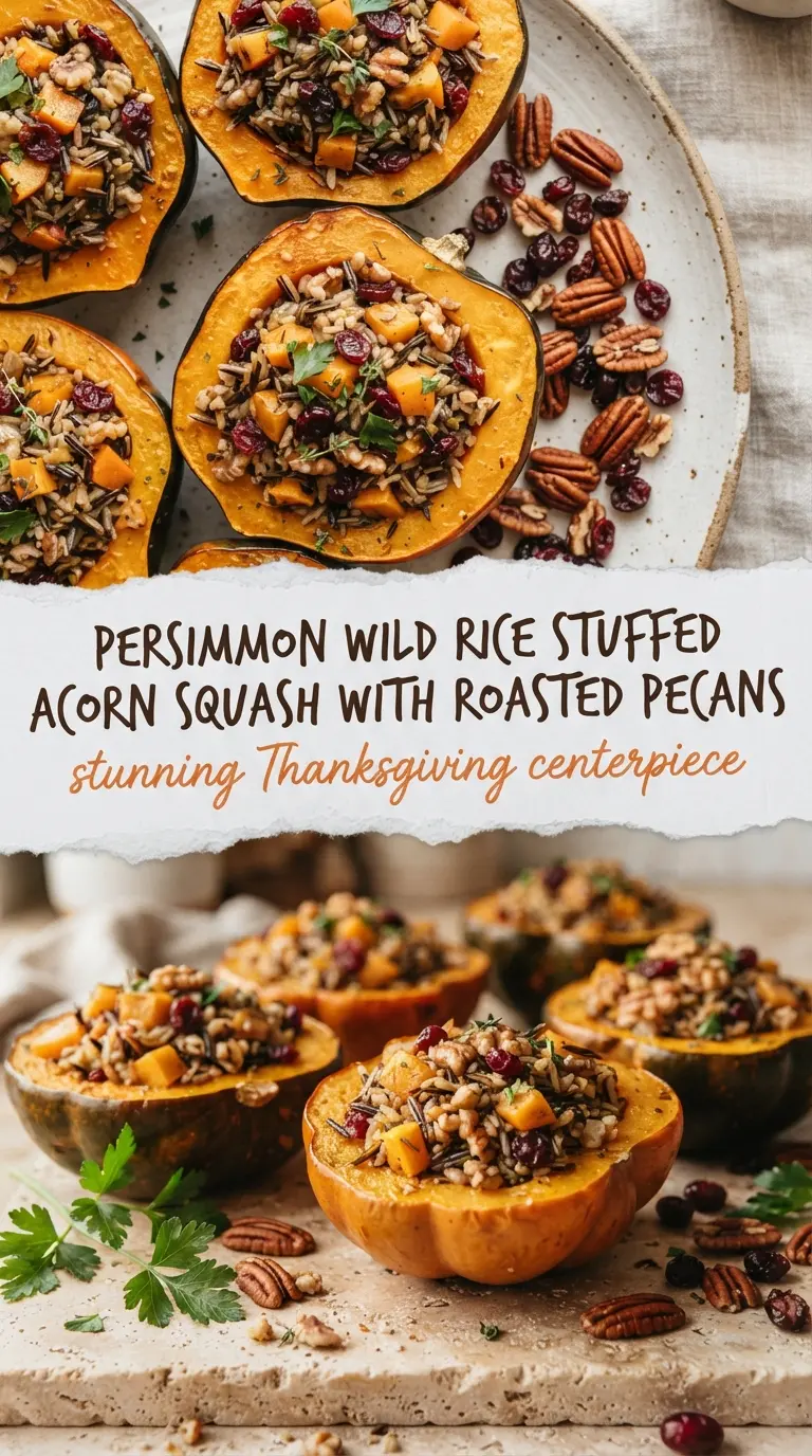 Wild Rice Stuffed Acorn Squash roasted tender maple pecans cranberries