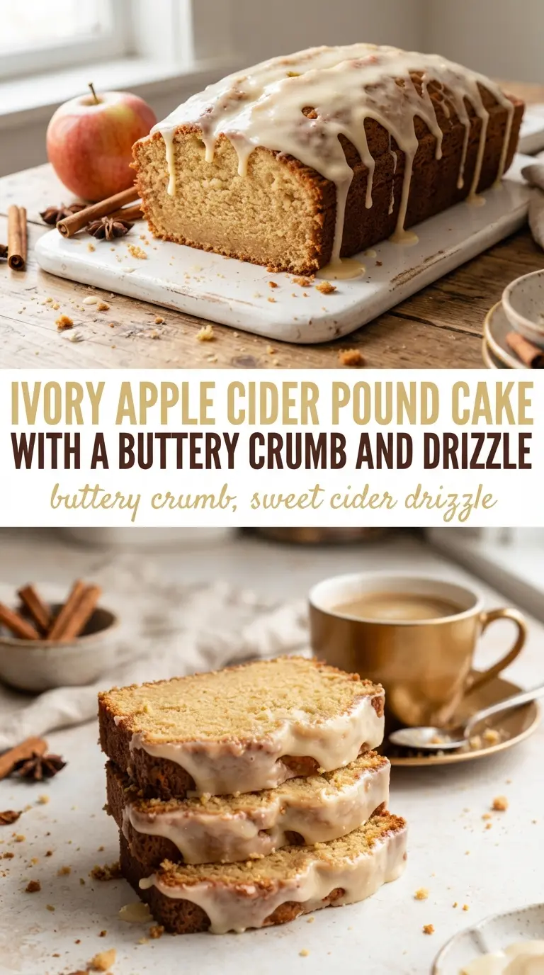 Apple Cider Pound Cake with buttery crumb and cider drizzle